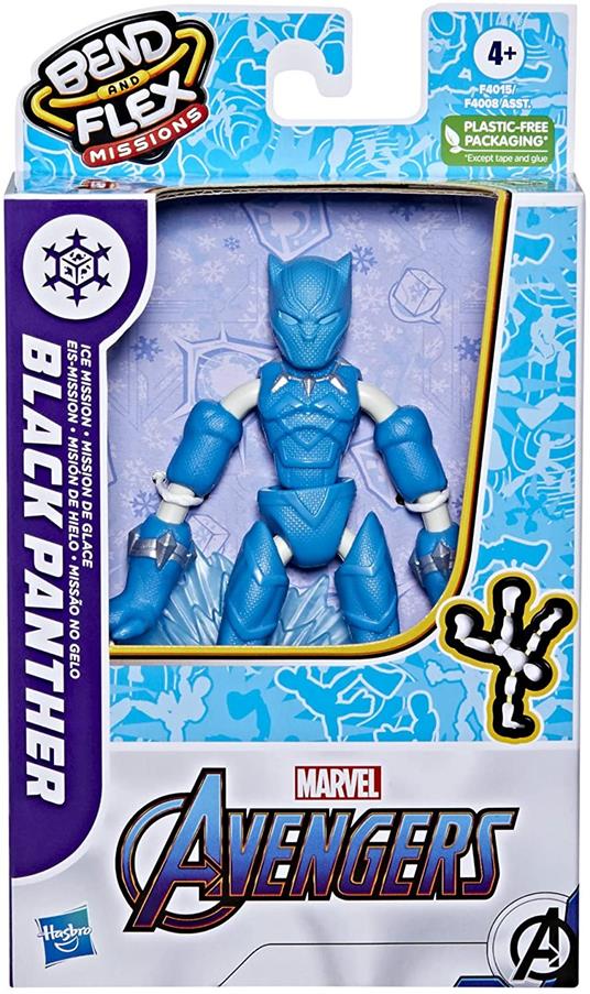 Hasbro Marvel Avengers - Bend and Flex Missions, Black Panther Ice Mission, action figure pieghevole da 15 cm - 3