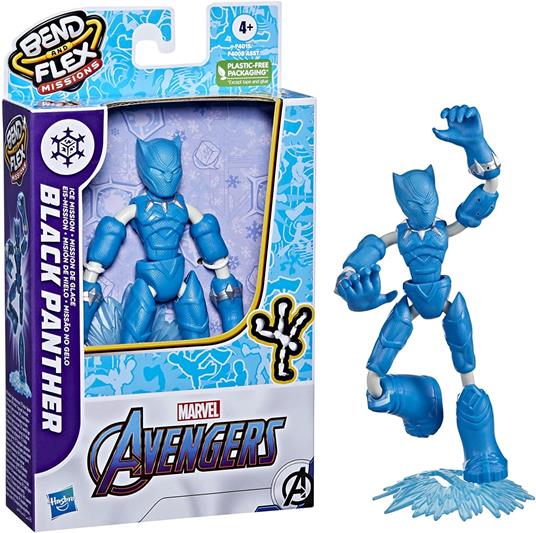 Hasbro Marvel Avengers - Bend and Flex Missions, Black Panther Ice Mission, action figure pieghevole da 15 cm - 4