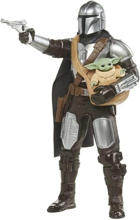 Hasbro Star Wars - Galactic Action, action figure elettroniche interattive del Mandaloriano e di Grogu da 30 cm - 4