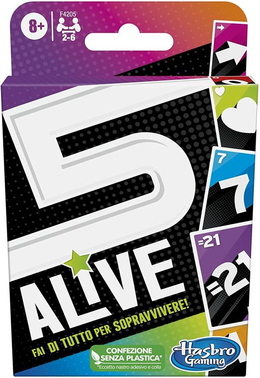 5 Alive, gioco di carte veloce per famiglie, dagli 8 anni in su, per 2-6  giocatori - Hasbro - Games - Giochi di abilità - Giocattoli