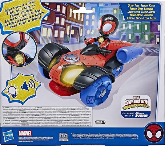 Hasbro Marvel Spidey e i suoi fantastici amici - Veicolo Techno-Racer con tecnologia Glow Tech, giocattolo prescolare - 5