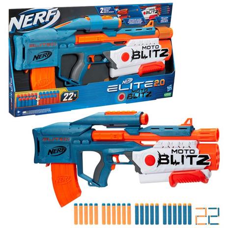 Nerf Elite 2.0 - Motoblitz CS-10, blaster motorizzato con 2 modalità di lancio, include 22 dardi originali Nerf Elite - 2