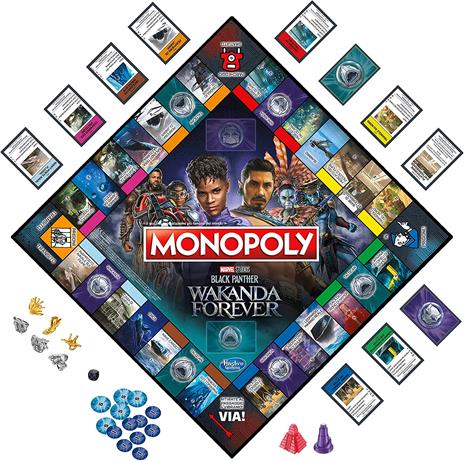 Monopoly Marvel Black Panther: Wakanda Forever - gioco da tavolo per famiglie, dagli 8 anni in su, da 2 a 6 giocatori - 4