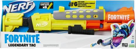 Nerf Fortnite - Legendary TAC, blaster con tamburo a 6 dardi e caricamento a pompa, include 6 dardi Nerf Mega Accustrike - 2