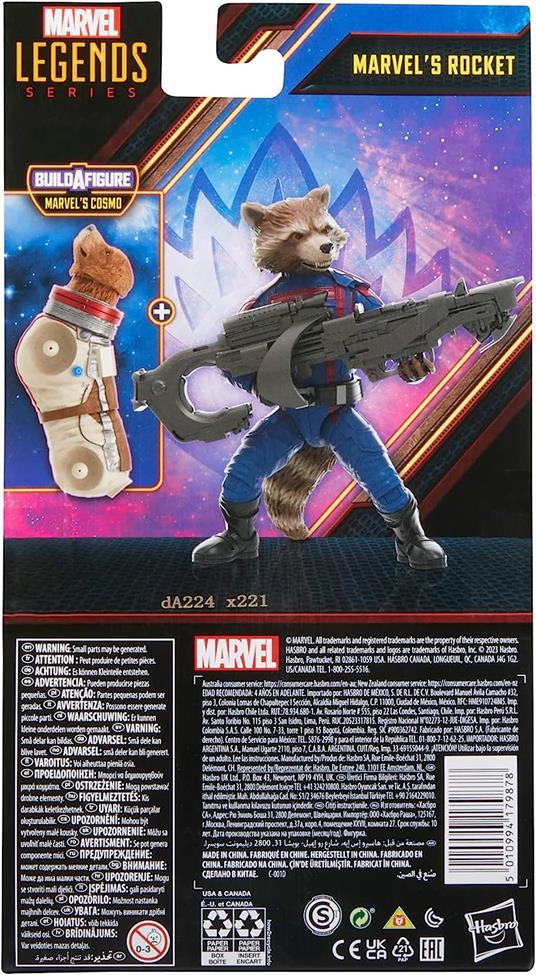 Hasbro Marvel Legends Series, Marvel's Rocket, Action Figure ispirate al Film Guardiani della Galassia Vol. 3", da 15 cm - 3