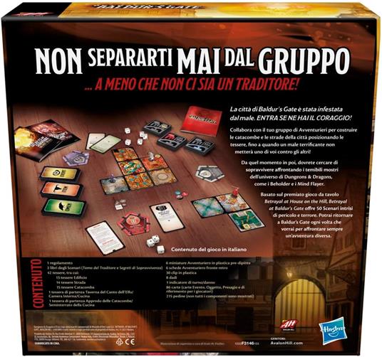 Avalon Hill, Betrayal at Baldur's Gate, gioco da tavolo modulare, gioco con traditore nascosto, gioco fantasy, gioco D&D - 6