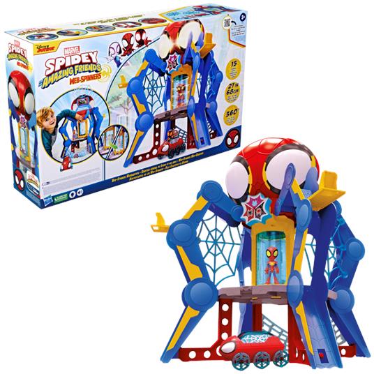 Hasbro marvel spidey e i suoi fantastici amici, web-spinners web-quarters, playset per bambini e bambine action figure