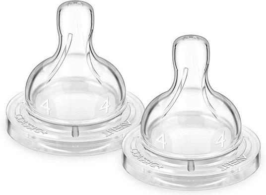 Philips Avent Allattamento 2 Tettarelle Classic+ Flusso Abbondante 4 Fori 6+ Mesi