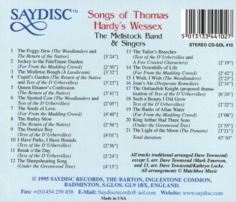 Songs of Thomas Hardy's Wessex - CD Audio di Mellstock Band - 2