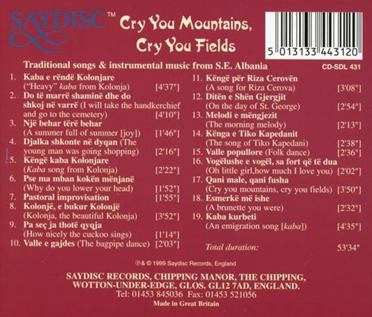 Cry You Mountains, Cry - CD Audio - 2