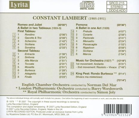 Musica orchestrale - CD Audio di Constant Lambert - 2