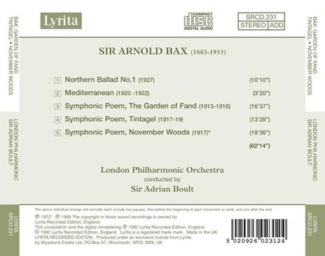 Garden of Fand - Tintagel - November - CD Audio di Arnold Trevor Bax - 2