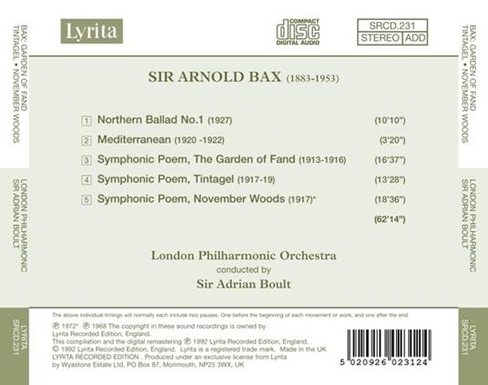 Garden of Fand - Tintagel - November - CD Audio di Arnold Trevor Bax - 2