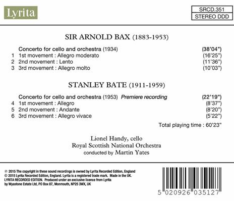 Concerto per violoncello - CD Audio di Arnold Trevor Bax,Stanley Bate,Royal Scottish National Orchestra - 2