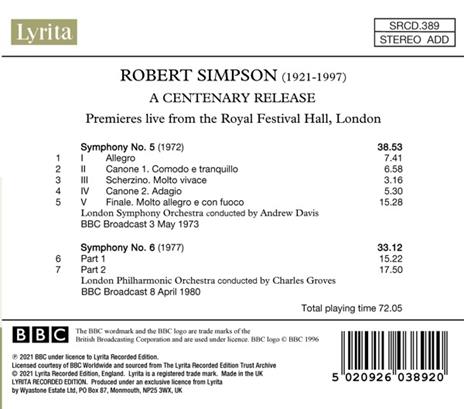 Symphonies 5 & 6 - CD Audio di Andrew Davis - 2
