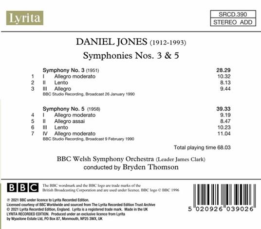 Symphonies 3 & 5 - CD Audio di Bryden Thomson - 2