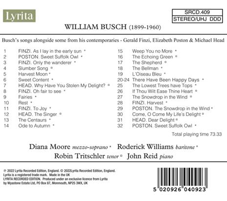 Songs Of - CD Audio di William Busch - 2