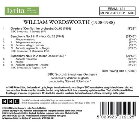 Sinfonia n.1 op.23, n.5 op.68 - CD Audio di James Loughran,BBC Scottish Symphony Orchestra,William Wordsworth - 2