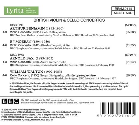 Concerto per violino - CD Audio di Arnold Trevor Bax,Ernest John Moeran,Arthur Benjamin,BBC Northern Symphony Orchestra - 2