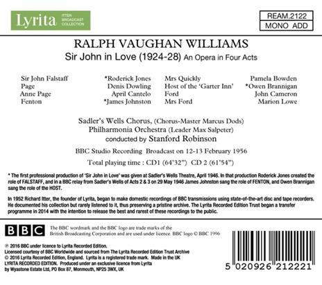 Sir John In Love - CD Audio di Ralph Vaughan Williams - 2