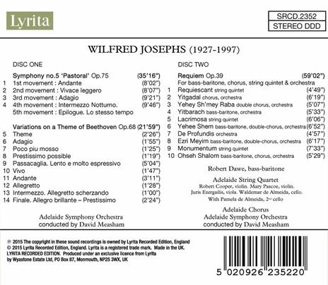 Sinfonia n.5 op.75 - CD Audio di Adelaide Symphony Orchestra,Wilfred Josephs,David Measham - 2