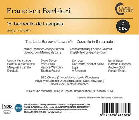 Francisco Barbieri - El Barberillo De Lavapies (2 Cd) - CD Audio - 2