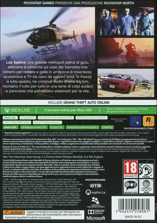 Grand Theft Auto V (GTA V) - gioco per Xbox 360 - Take-Two Interactive -  Action - Videogioco | IBS