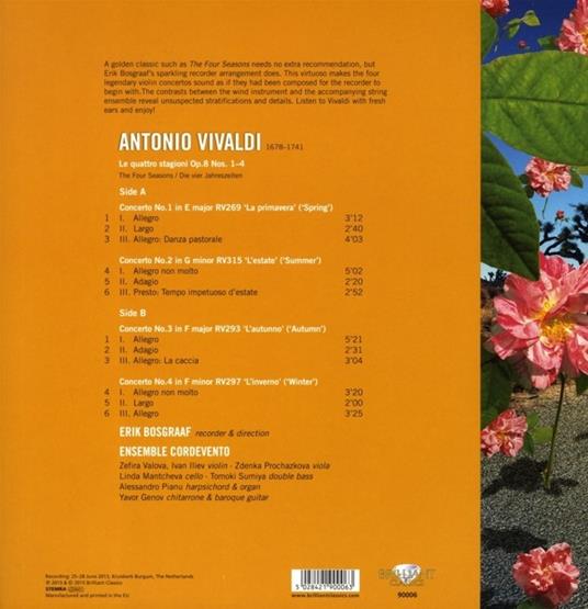 Le quattro stagioni op.8 (Trascrizione per flauto dolce e orchestra) - Vinile LP di Antonio Vivaldi - 2