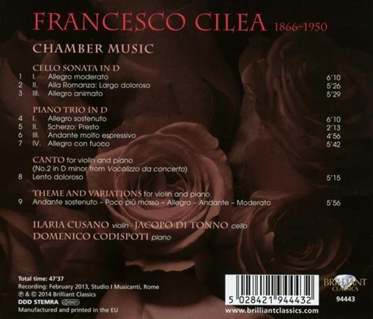 Opere cameristiche - CD Audio di Francesco Cilea - 2