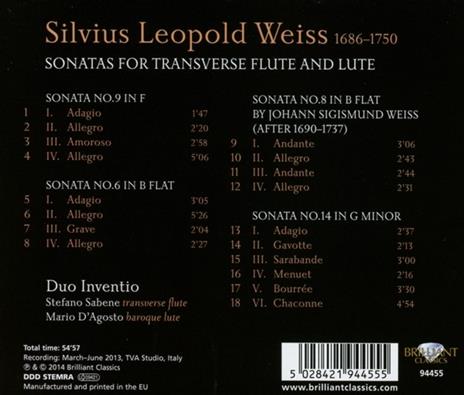 Sonate per flauto - CD Audio di Sylvius Leopold Weiss - 2