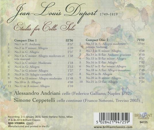 Studi per violoncello solo - CD Audio di Jean-Louis Duport - 2