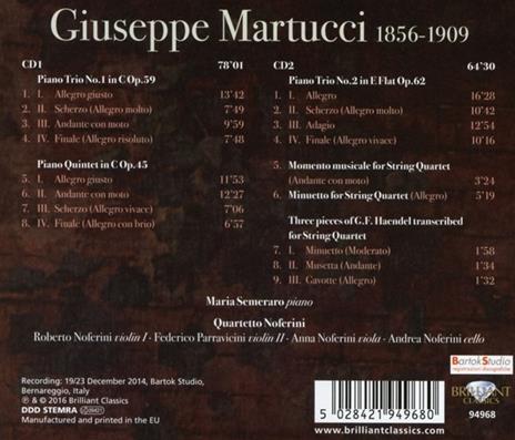 Musica da camera: composizioni per trio e quintetto - CD Audio di Giuseppe Martucci - 2