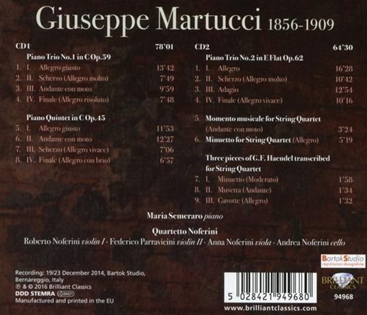 Musica da camera: composizioni per trio e quintetto - CD Audio di Giuseppe Martucci - 3
