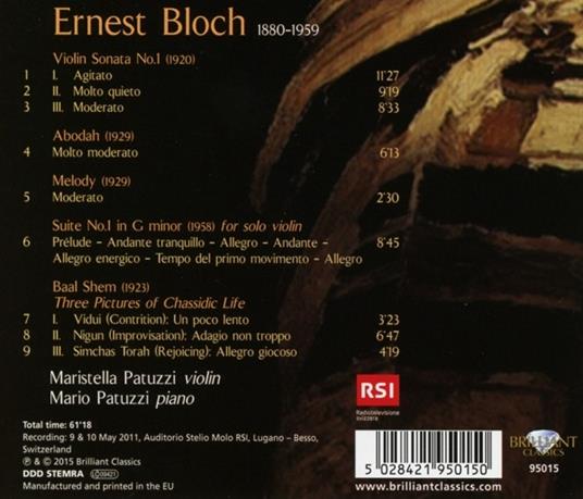 Opere per violino e pianoforte - CD Audio di Ernest Bloch - 2