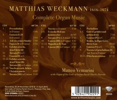 Musica completa per organo - CD Audio di Matthias Weckmann,Matteo Venturini - 2