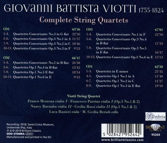 Quartetti completi per archi - CD Audio di Giovanni Battista Viotti,Viotti Sting Quartet - 2