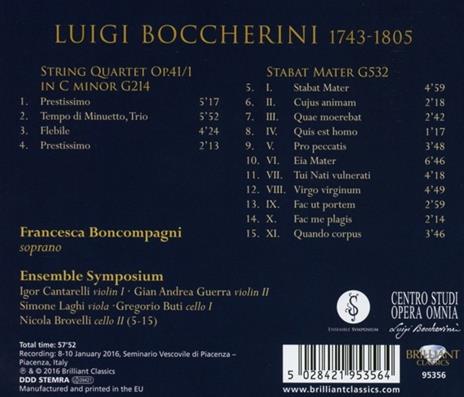 Stabat Mater G532 - Quartetto per archi op.41 - CD Audio di Luigi Boccherini - 2