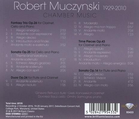 Musica da camera - CD Audio di Robert Muczynski,Ginevra Petrucci - 2