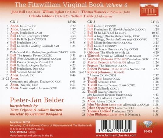 The Fitzwilliam Virginal Book vol.6 - CD Audio di Pieter-Jan Belder - 2