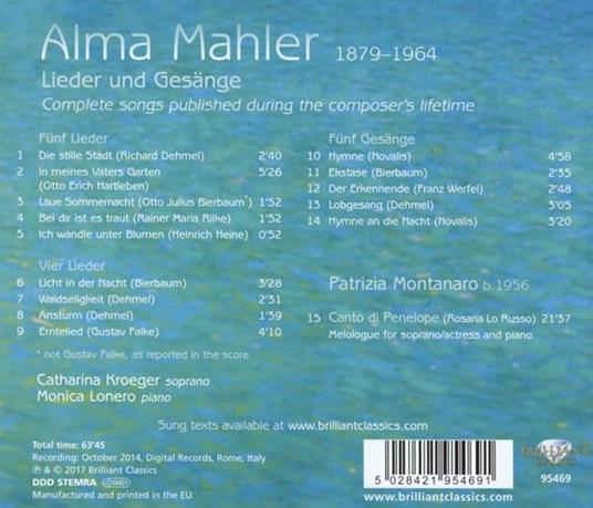 Lieder und Gesange - CD Audio di Alma Mahler - 2