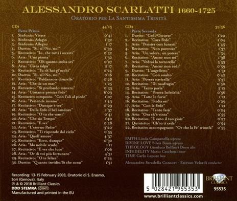 Oratorio per la Santissima Trinità - CD Audio di Alessandro Scarlatti,Estevan Velardi - 2