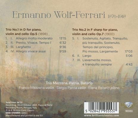 Trii con pianoforte n.1 op.5, n.2 op.7 - CD Audio di Ermanno Wolf-Ferrari - 2