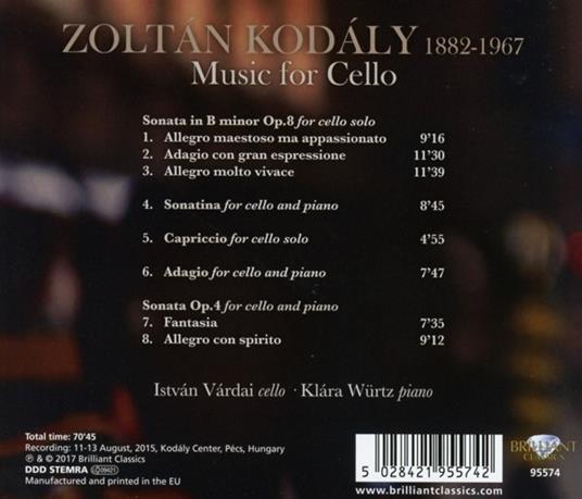 Musica per violoncello - CD Audio di Zoltan Kodaly,Istvan Vardai - 2