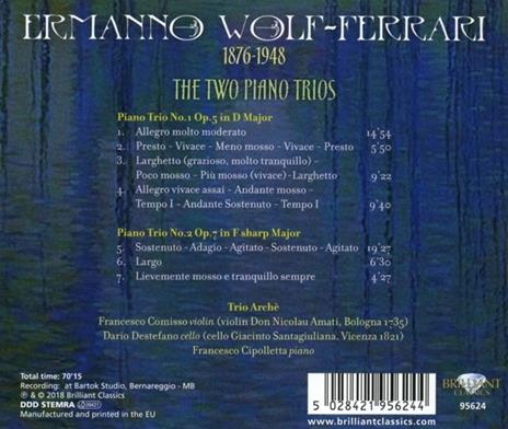 The Two Piano Trios. Trii con pianoforte e archi - CD Audio di Ermanno Wolf-Ferrari,Trio Archè - 2
