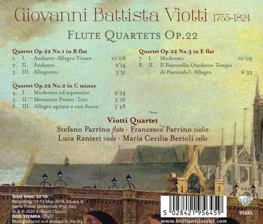 Quartetti Per Flauto E Archi Op.22 - CD Audio di Giovanni Battista Viotti,Stefano Parrino - 2