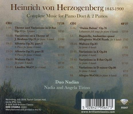 Opere Per Duo Pianistico E Pianoforte A 4 Mani - CD Audio di Heinrich von Herzogenberg - 2