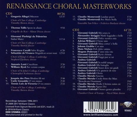 Capolavori corali del Rinascimento - CD Audio di Giovanni Pierluigi da Palestrina,Gregorio Allegri,Thomas Tallis - 2