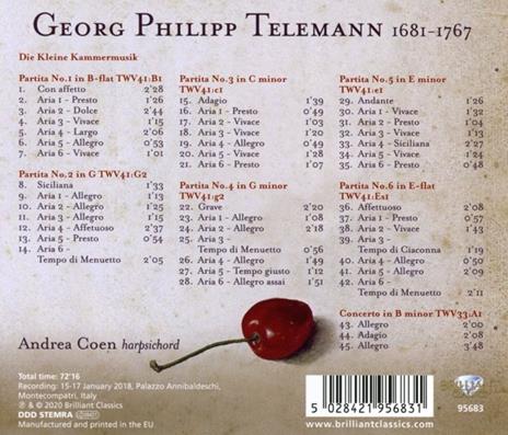 Die Kleine Kammermusik - 6 Partite - Concerto in Si minore - CD Audio di Georg Philipp Telemann,Andrea Coen - 2