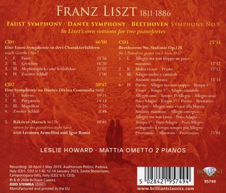 Faust Symphony - Dante Symphony - Beethoven Symphony n.9 - CD Audio di Franz Liszt,Leslie John Howard - 2