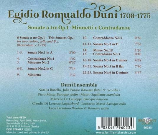 Trio Sonate Op.1 - CD Audio di Egidio Romualdo Duni - 2